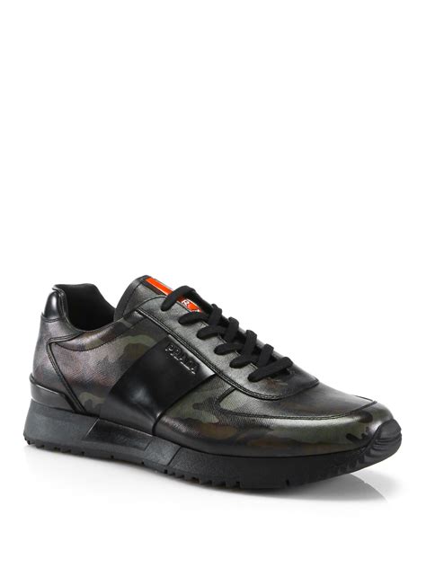 prada runners camo black|prada downtown leather sneakers.